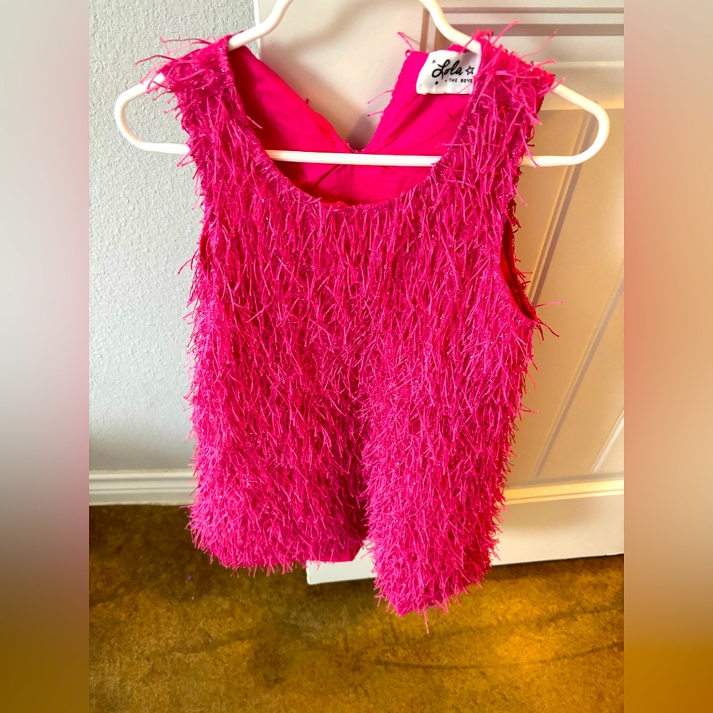 Lola and the Boys pink fringe dress